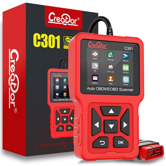 Creator OBD2 Scanner C301 OBDII Code Reader Diagnostic Scan Tool with Battery Test Reader and Erase Fault Codes for All OBD-II Protocol Cars Since 1996 Check Engine Light